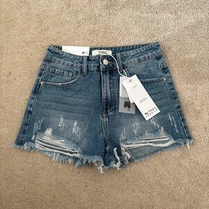 denim ripped jean shorts